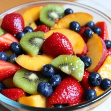 Cozy fruit salad with a mix of fresh fruits in a bowl