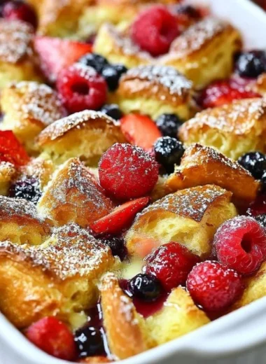 Freshly baked Berry Croissant with mixed berries and flaky layers