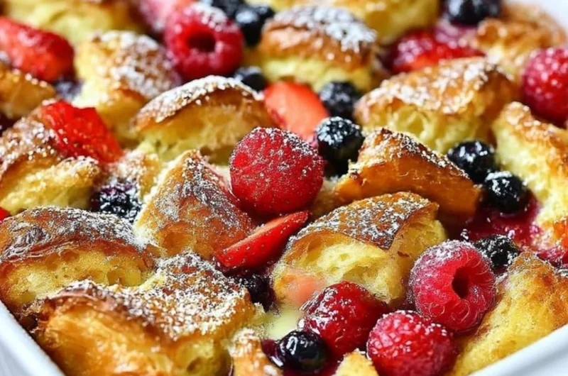Freshly baked Berry Croissant with mixed berries and flaky layers