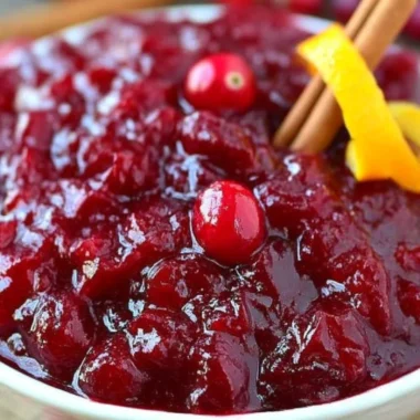 Homemade best ever cranberry sauce served on a festive table