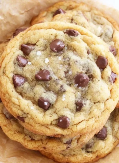 Big soft chocolate chip cookies with melted chocolate chips