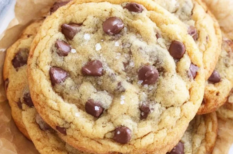 Big soft chocolate chip cookies with melted chocolate chips