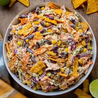 Bowl of bold flavor-packed coleslaw with colorful vegetables