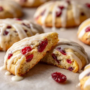 Chewy Christmas cranberry orange cookies with festive decorations