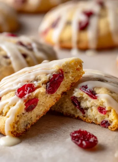 Chewy Christmas cranberry orange cookies with festive decorations