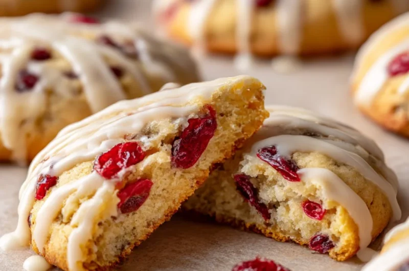 Chewy Christmas cranberry orange cookies with festive decorations