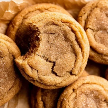 Chewy Pumpkin Snickerdoodle Cookies on a baking tray