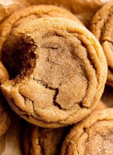Chewy Pumpkin Snickerdoodle Cookies on a baking tray