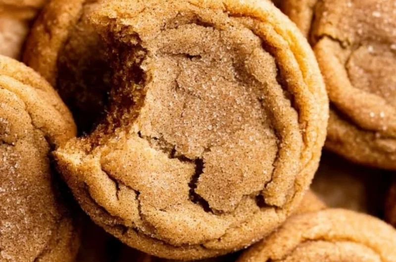 Chewy Pumpkin Snickerdoodle Cookies on a baking tray