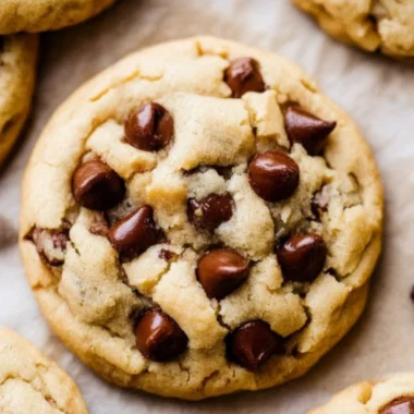 Freshly baked chocolate chip cookies on a cooling rack.