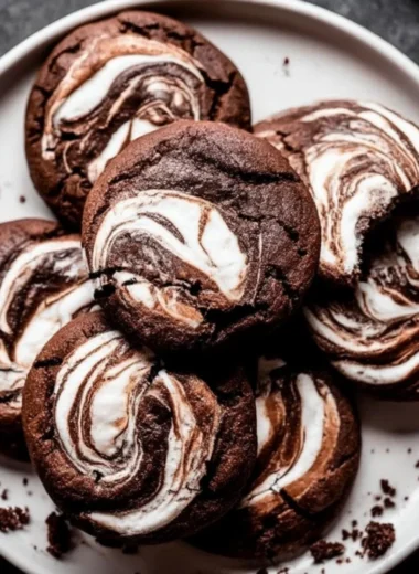 Deliciously baked Chocolate Marshmallow Cookies with gooey marshmallow and chocolate chunks.