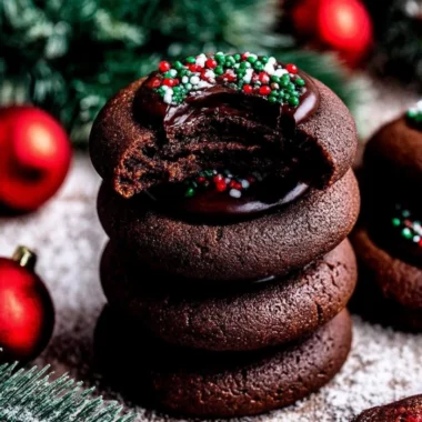 Delicious homemade Chocolate Thumbprint Cookies with chocolate filling