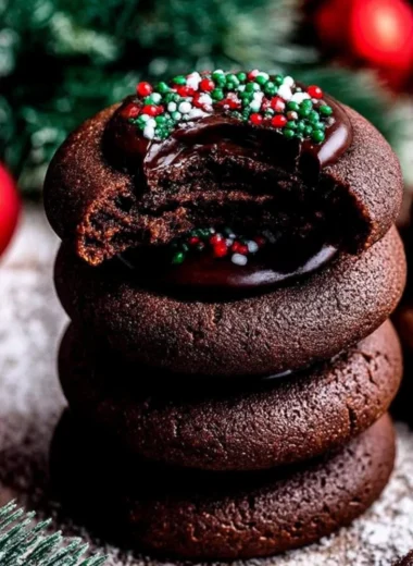 Delicious homemade Chocolate Thumbprint Cookies with chocolate filling