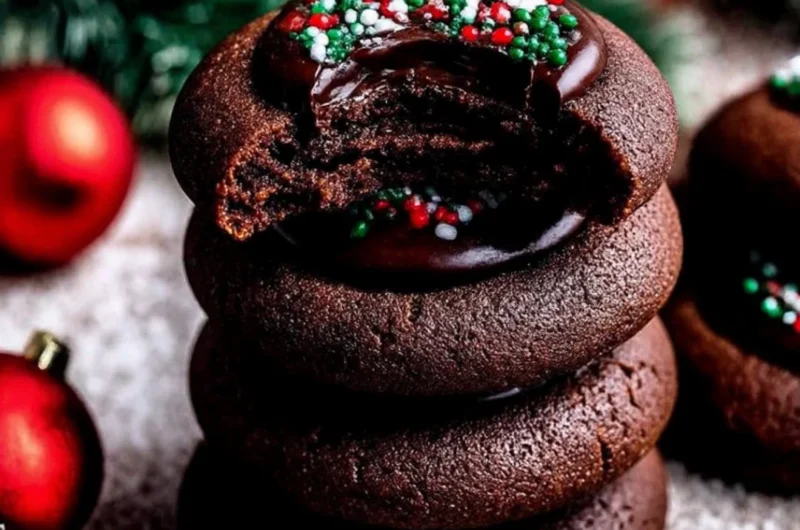Delicious homemade Chocolate Thumbprint Cookies with chocolate filling