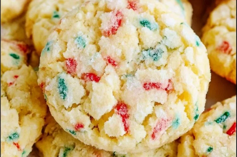 Delicious Christmas Gooey Butter Cookies stacked on a plate