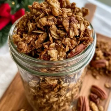 Bowl of Chunky Spiced Granola with nuts and dried fruits