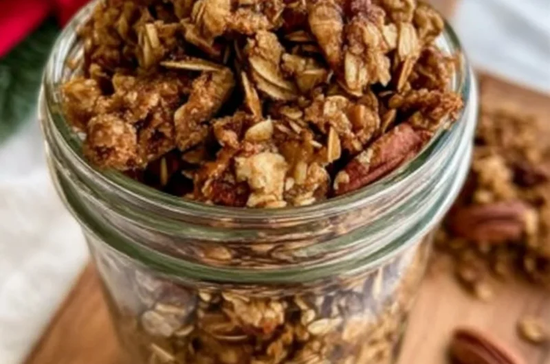 Bowl of Chunky Spiced Granola with nuts and dried fruits