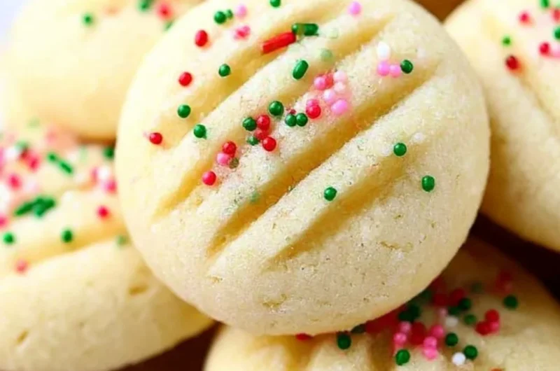 Cozy shortbread cookies on a rustic wooden surface