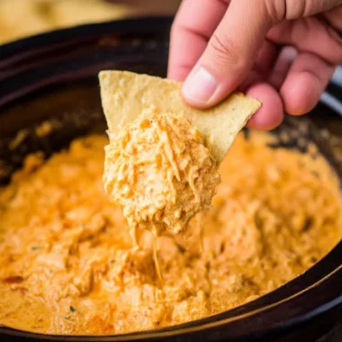 Delicious Crockpot Buffalo Chicken Dip served in a bowl with tortilla chips