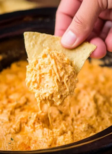 Delicious Crockpot Buffalo Chicken Dip served in a bowl with tortilla chips