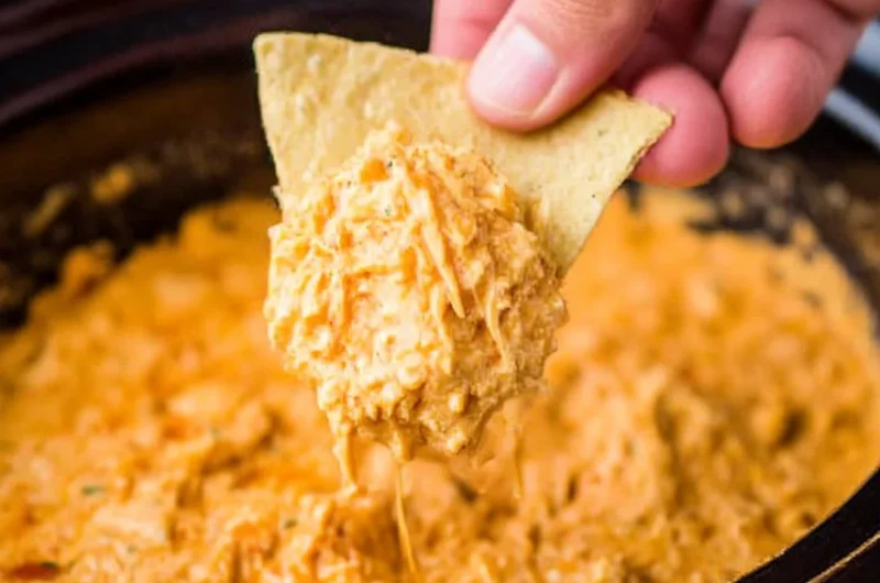 Delicious Crockpot Buffalo Chicken Dip served in a bowl with tortilla chips