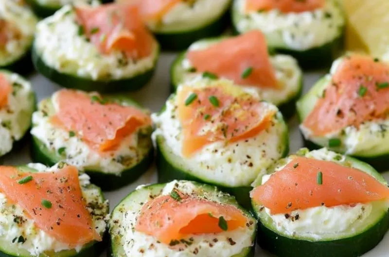 Cucumber smoked salmon bites served as a tasty appetizer