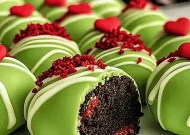 Delicious Grinch Oreo Balls decorated for a festive holiday treat.