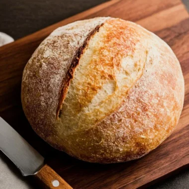 Homemade easy beginners sourdough bread fresh out of the oven
