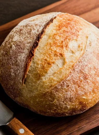 Homemade easy beginners sourdough bread fresh out of the oven
