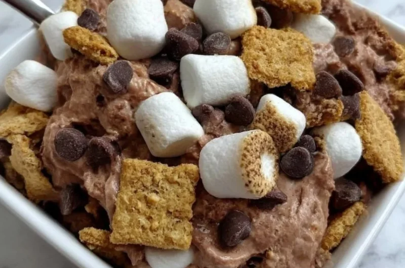 Delicious easy S'mores dessert with chocolate, marshmallows, and graham crackers