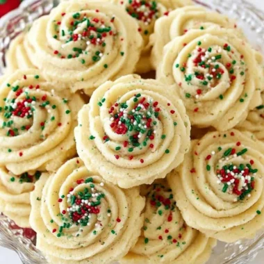 Delicious homemade holiday butter cookies on a festive plate