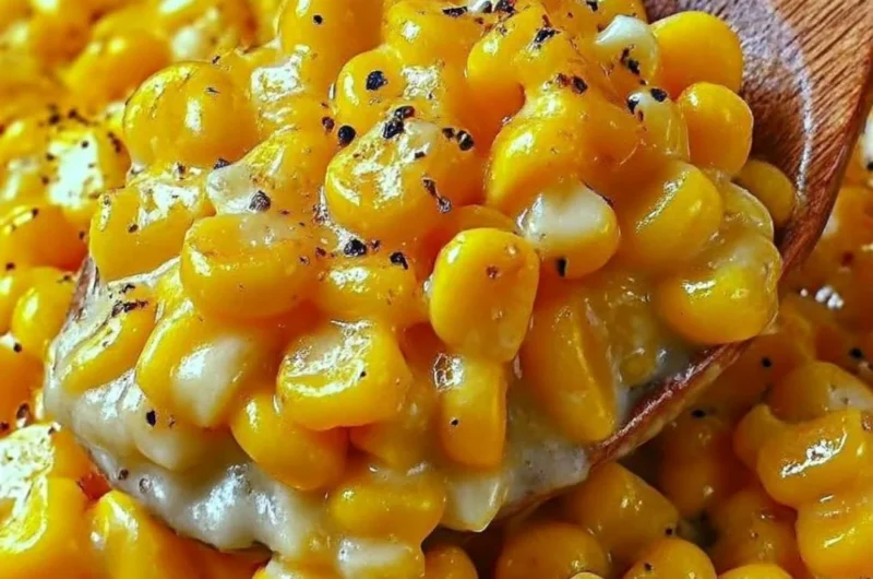 Delicious honey butter skillet corn served in a cast iron pan