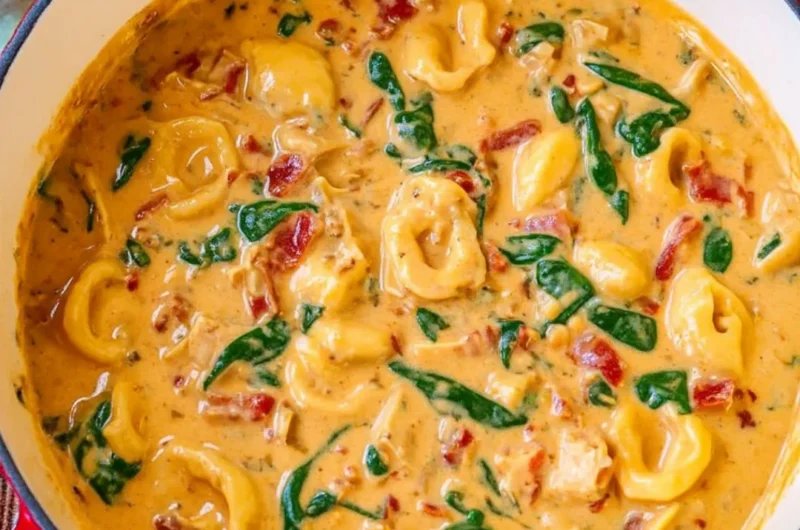 A hearty bowl of Marry Me Tuscan Chicken Soup with fresh herbs and vegetables.