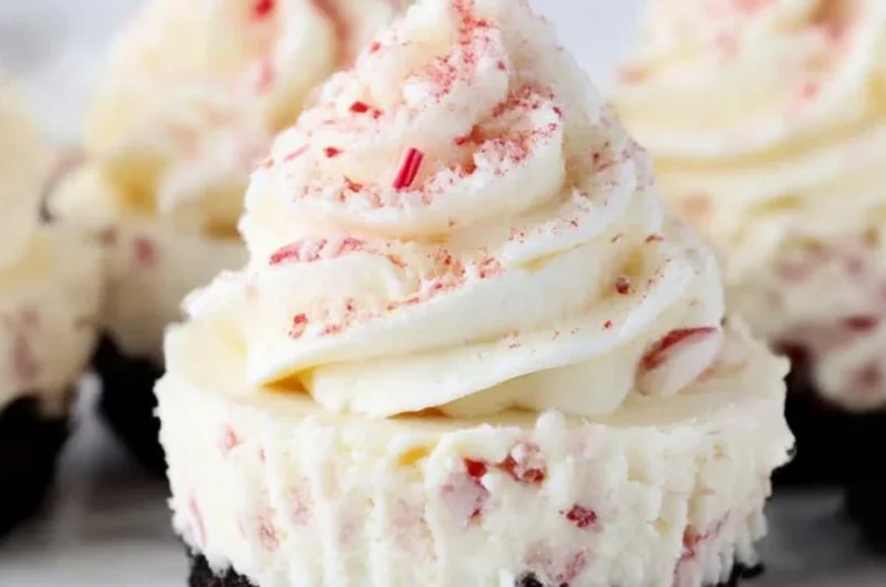 Delicious peppermint cheesecakes with a festive presentation