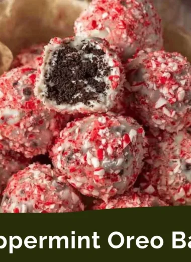 Delicious Peppermint Oreo Balls coated in chocolate and sprinkled with crushed candy canes