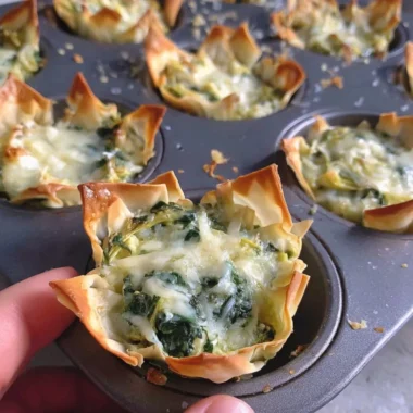 Baked spinach and artichoke wonton cups filled with creamy goodness