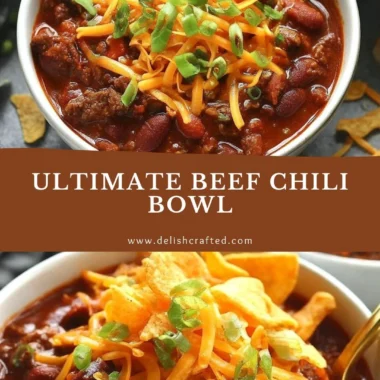 Delicious bowl of the best ever chili recipe with fresh ingredients