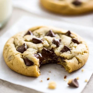 Delicious plate of soft chocolate chip cookies fresh out of the oven