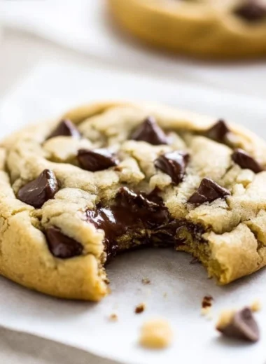 Delicious plate of soft chocolate chip cookies fresh out of the oven