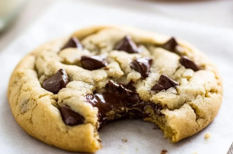 Delicious plate of soft chocolate chip cookies fresh out of the oven