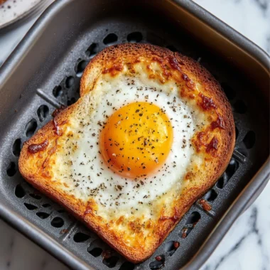 Delicious Air Fryer Egg and Cheese Toast served on a plate