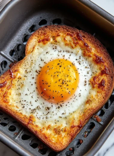Delicious Air Fryer Egg and Cheese Toast served on a plate