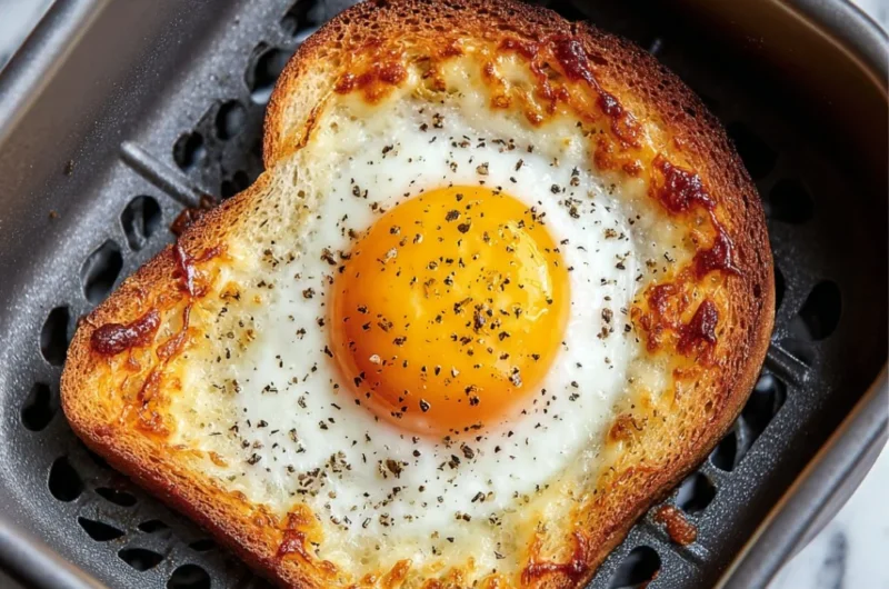 Delicious Air Fryer Egg and Cheese Toast served on a plate