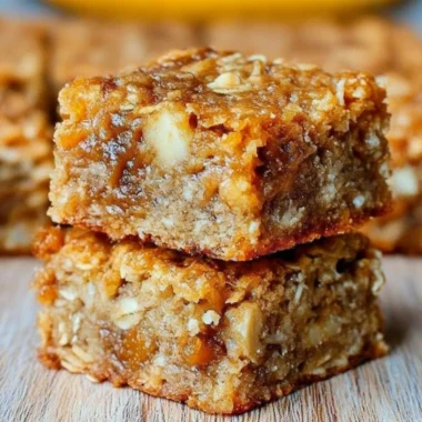 Homemade Banana Oatmeal Bars with oats and ripe bananas
