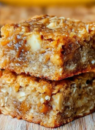Homemade Banana Oatmeal Bars with oats and ripe bananas