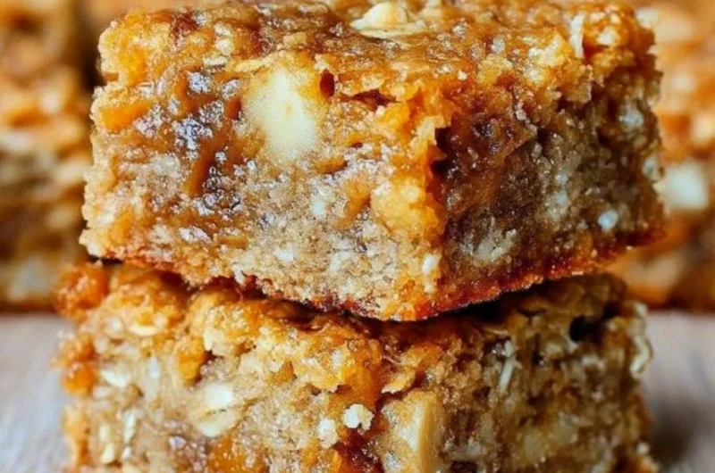 Homemade Banana Oatmeal Bars with oats and ripe bananas