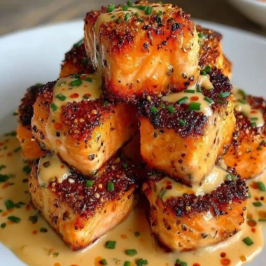 Crispy Bang Bang Salmon Bites served in a bowl with dipping sauce