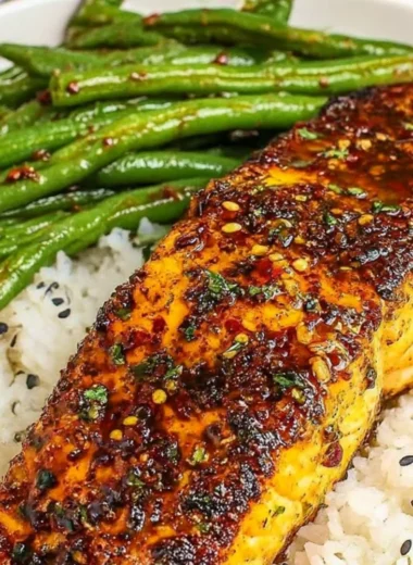 Cajun Honey Butter Salmon cooked with spices and honey glaze