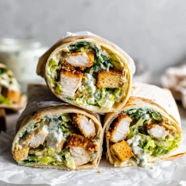 Chicken Caesar Wrap with lettuce, grilled chicken, and Caesar dressing