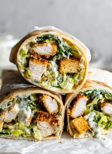 Chicken Caesar Wrap with lettuce, grilled chicken, and Caesar dressing